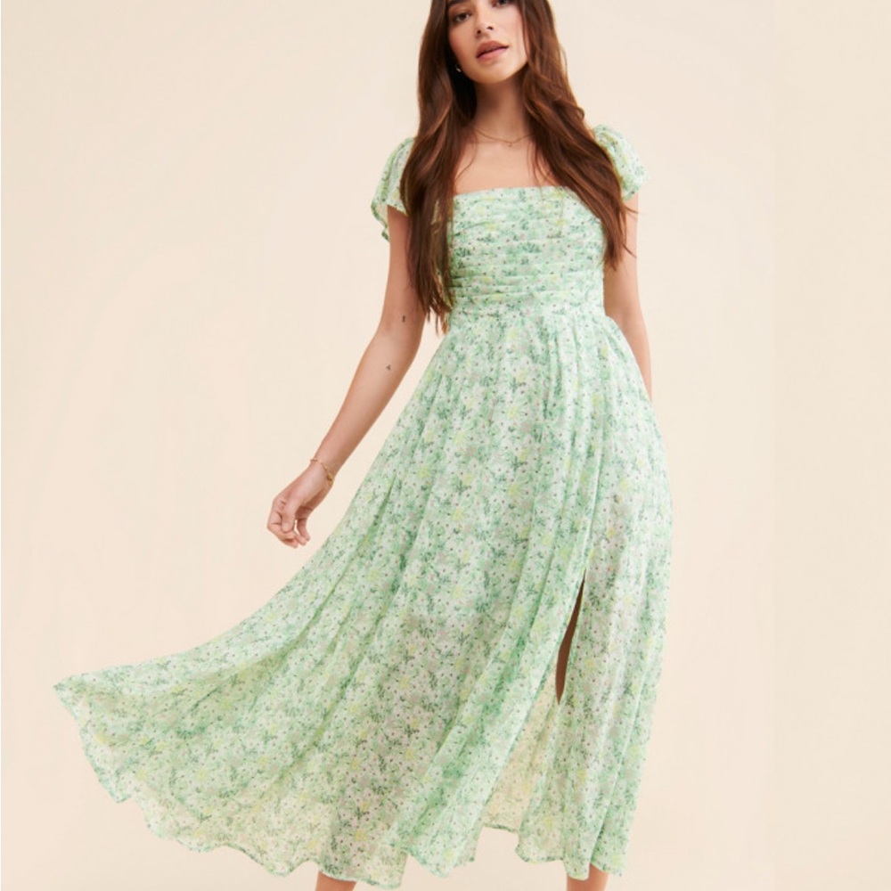 ASTR Luisa Dress - Green Floral, Size S